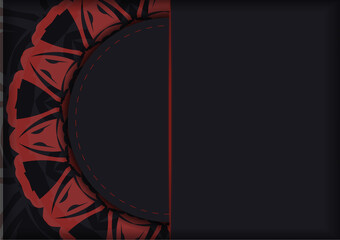 Preparing an invitation with a place for your text and ornaments. Vector Vector Template for print design postcard BLACK colors with Greek ornament.