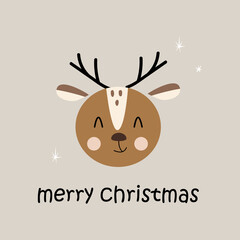 Illustration Christmas card with a funny deer head