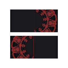 Vector Preparation of invitation card with place for your text and patterns. Vector Template for print design postcards in BLACK colors with Greek patterns.