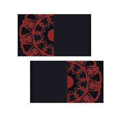 Vector Preparation of invitation card with place for your text and patterns. Vector Template for print design postcards in BLACK colors with Greek patterns.