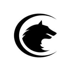 beast wolf head logo design on the circle vector sign concept illustration