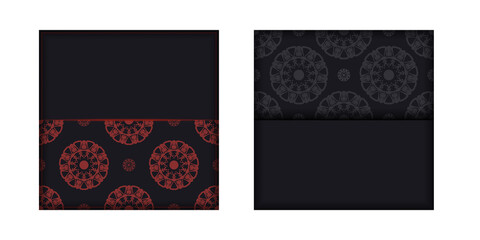 Preparing an invitation card with a place for your text and patterns.Vector Template for a printable design of a postcard in BLACK colors with Greek ornaments.