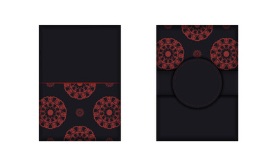 Invitation card design with space for your text and ornaments. Vector BLACK colors postcard design with Greek patterns.