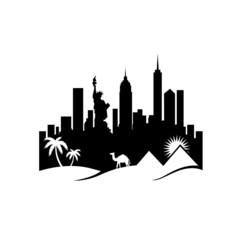 city skyline of the desert logo design west east culture vector illustrations