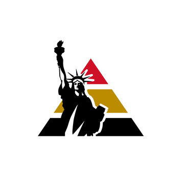 west east culture piramid symbol liberty statue logo design vector illustrations
