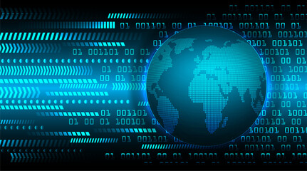 world binary circuit board future technology, blue hud cyber security concept background

