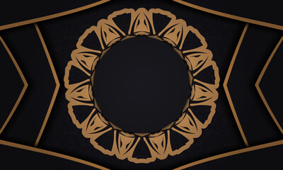 Black vector background with ornaments and place for your logo. Design background with luxurious ornaments.