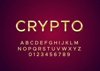 chrome gold style vector font with uppercase and digit number