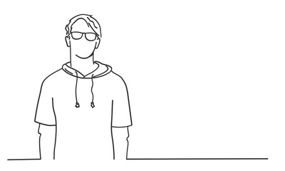 Sketch of guy in glasses.