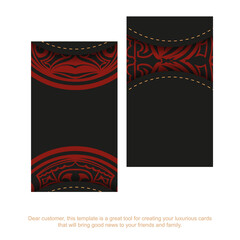 Print-ready design background with luxurious ornaments. Black postcard with Maori vintage ornaments and place for your text and logo.