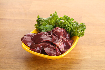 Raw chicken liver in the bowl