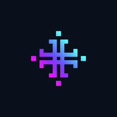 Modern geometric square cross health logo