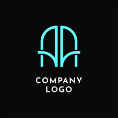 initial geometric blue monogram letter aa simple logo concept in black background design template