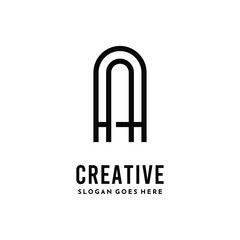 initial geometric black monogram letter AA simple logo concept in white background design template