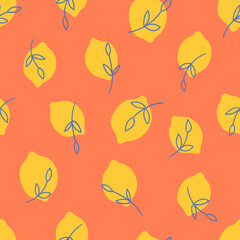 Lemon seamless pattern for apparel design, textile, wallpaper, fabric. Fruit patterns. Citrus background.