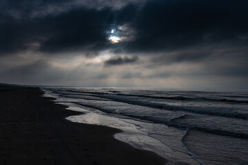 Winter evening by Baltic sea in covid time.