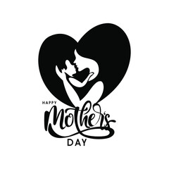 Vector Mother's Day greetings, mother and child silhouette images. greeting card