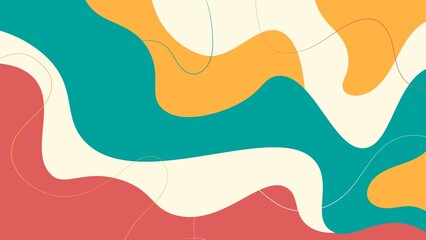 Minimal Colorful Drawn Wavy Abstract Background Design. Good For Banner, Presentation Or Poster Template