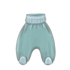 Newborn firs clothes in pastel colors. Cute baby icon trousers illustration. 