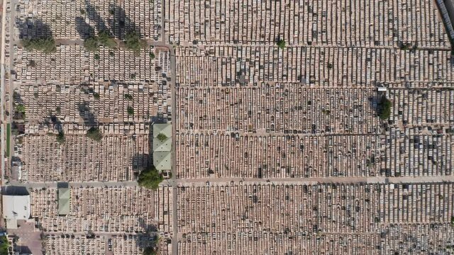 Jewish cemetery of Tel Afek, High altitude aerial view.
