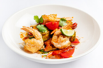 salad  with deep fried shrimps