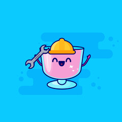 pink drink cartoon repairman character