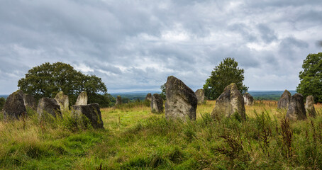 Mysterious stone circle at the foot of Hascombe Hill on the Surrey Hills, south east England