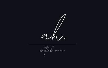 Stylish and elegant letter AH with dark blue background signature logo for company name or initial 