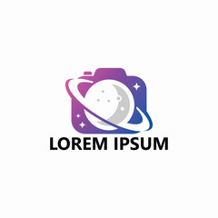 Planet camera logo template design vector illustration