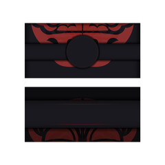 Black banner with Maori ornaments and place for your text and logo. Design background with luxurious patterns.