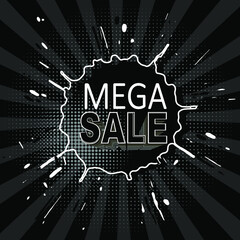 Explosive mega blowout design in pop-art style. Vector.