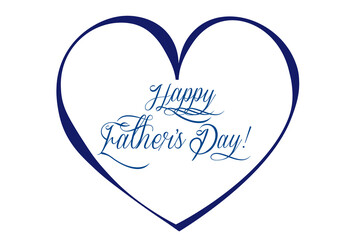 Happy Father's Day blue heart and stylized type text lettering vector image 