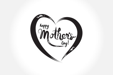 Mother's day card inside of heart with grunge handmade lettering word text vector image