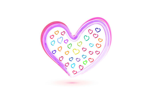 Love heart watercolor you can put the names of your family or at your best friends. Valentines Day greetings card vector icon logo image design template