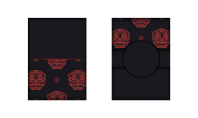 Vector design of postcard BLACK colors with face with Chinese dragon patterns.
