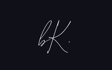 Fototapeta na wymiar Stylish and elegant letter BK with dark blue background signature logo for company name or initial 