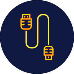 usb cable neon icon