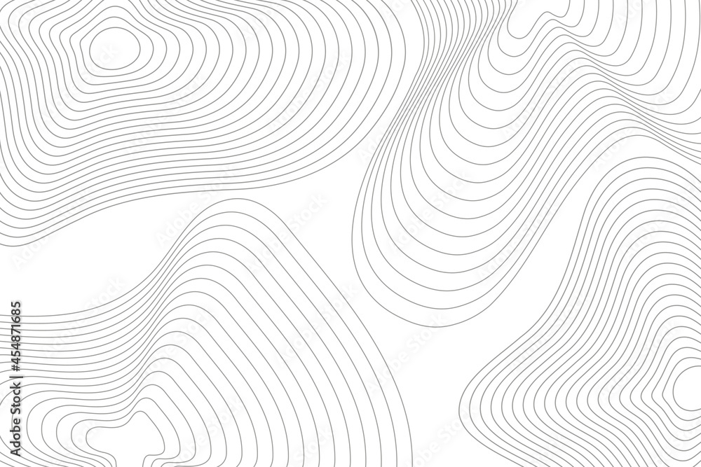 Poster abstract gray wavy lines background. minimal topographic line contour map style. modern texture grid