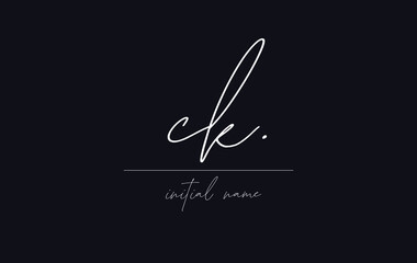 Stylish and elegant letter CK with dark blue background signature logo for company name or initial 