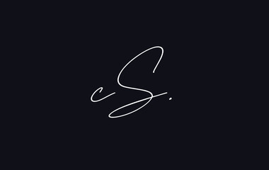 Stylish and elegant letter CS with dark blue background signature logo for company name or initial 