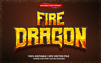 fire dragon game bold editable text effect 3d template style