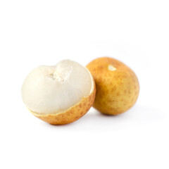 Closed up longan fruit on white background. For tropical fruit plant or agricultural product concept