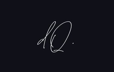 Stylish and elegant letter DQ with dark blue background signature logo for company name or initial 
