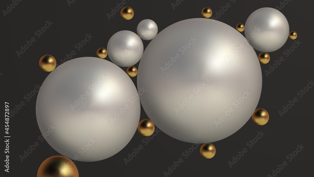 Poster trendy abstract poster with abstract 3d spheres on soft dark background. vector concept with modern 