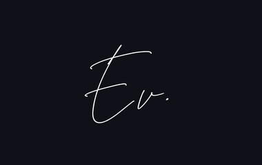 Stylish and elegant letter EV with dark blue background signature logo for company name or initial 