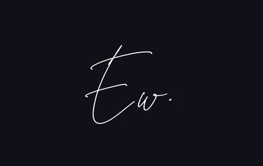 Stylish and elegant letter EW with dark blue background signature logo for company name or initial 