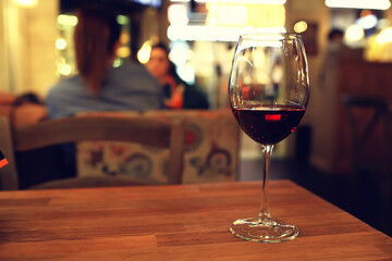 wine restaurant serving romance / beautiful concept alcohol glass, holiday dinner in a cafe
