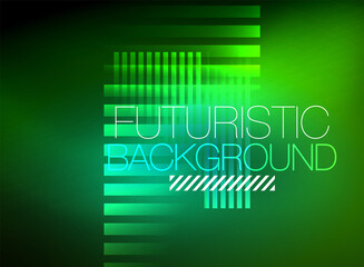 Bright neon color techno abstract background, shiny glowing neon lines in the dark background