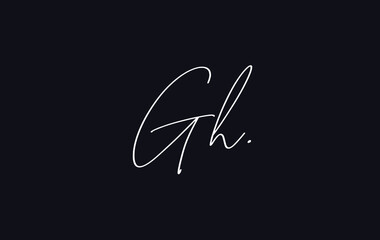 Stylish and elegant letter GH with dark blue background signature logo for company name or initial 