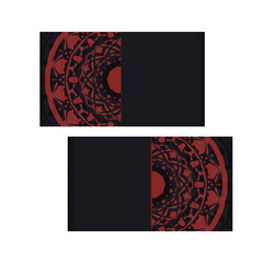 Vector BLACK colors postcard design with Greek ornament. Design of the invitation with a place for your text and LUXURY patterns.
